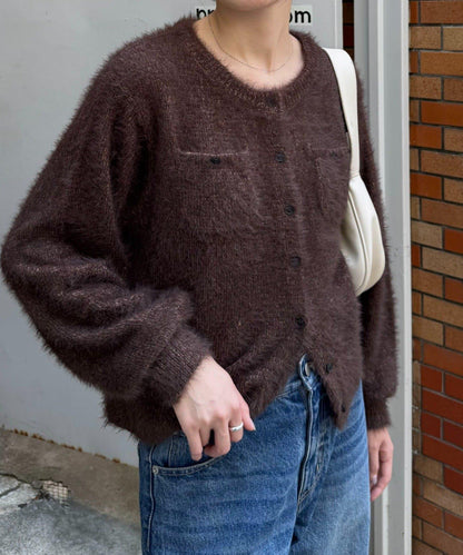 迷你口袋混紡羽絨開衫