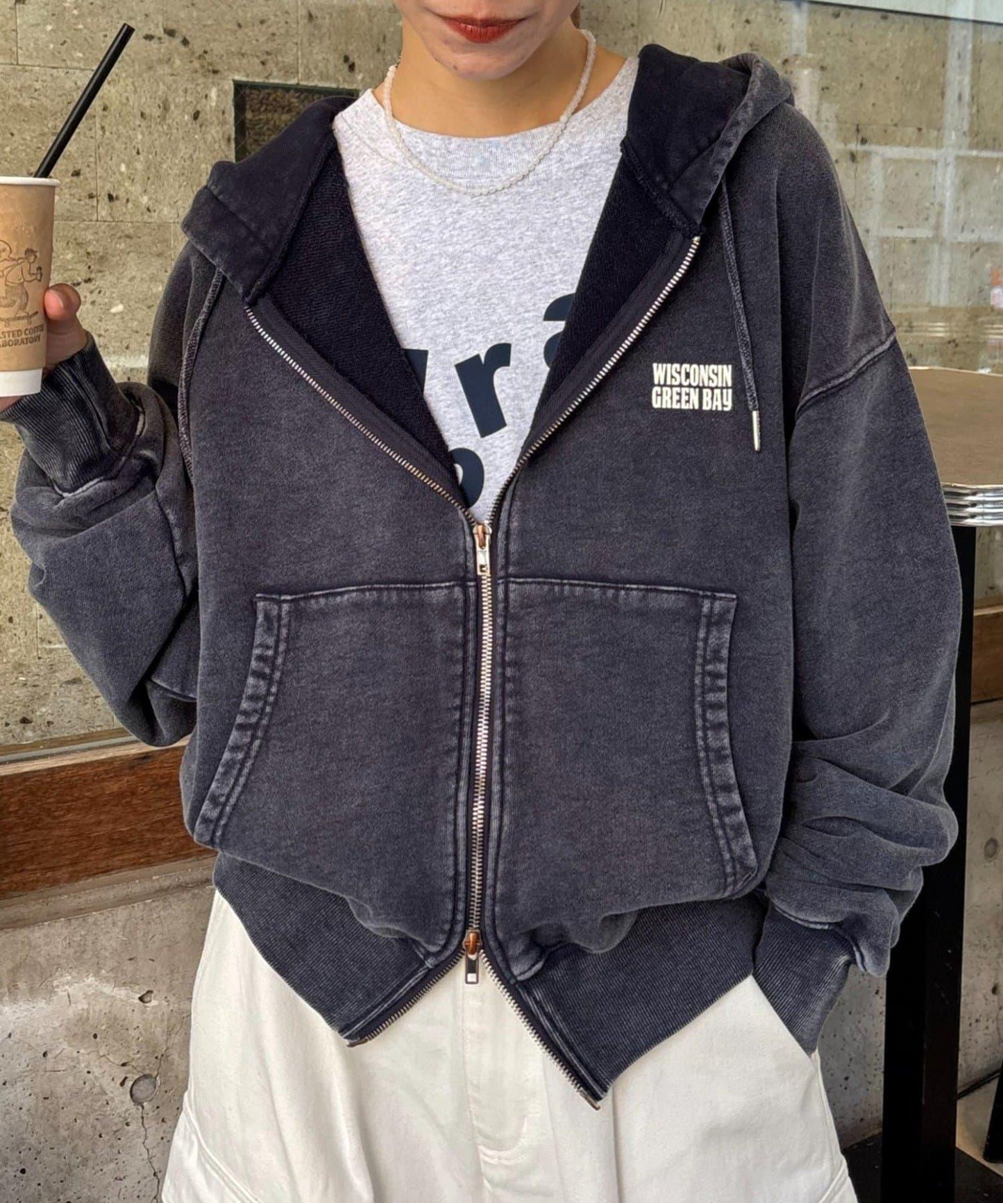 【男女通用】酸洗標誌拉鍊衛衣