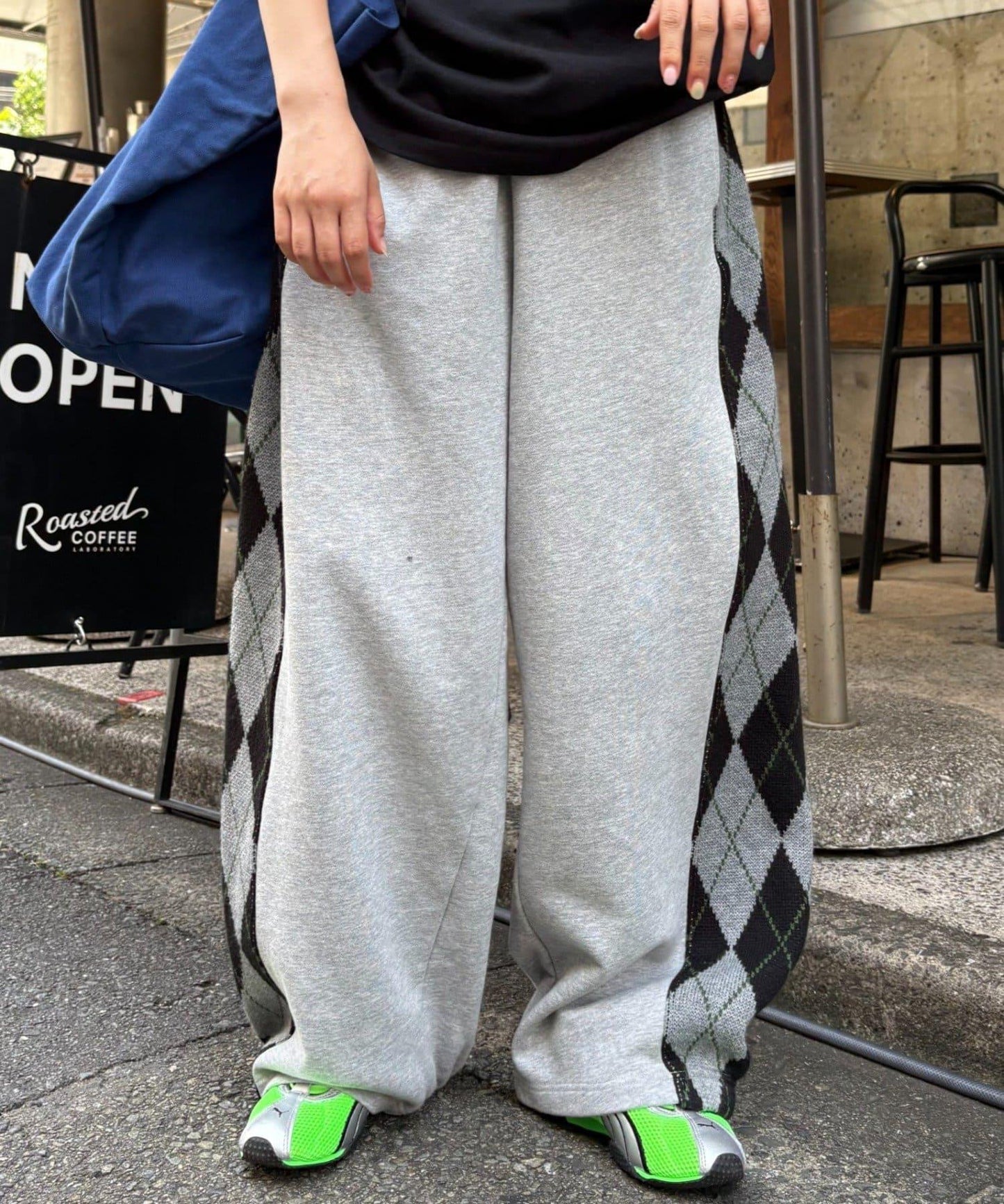 【男女通用】菱格紋針織運動褲