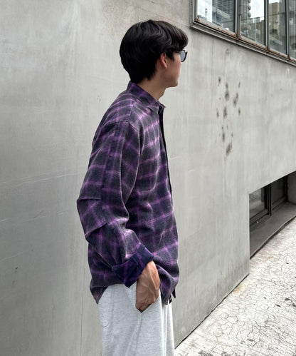 【Franklin Climbing】【LEGACY】復古格紋加工毛襯衫