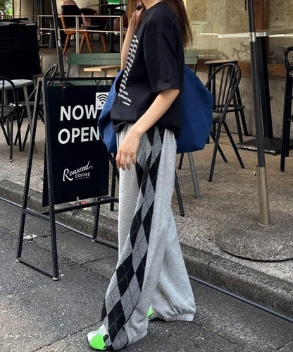 【男女通用】菱格紋針織運動褲