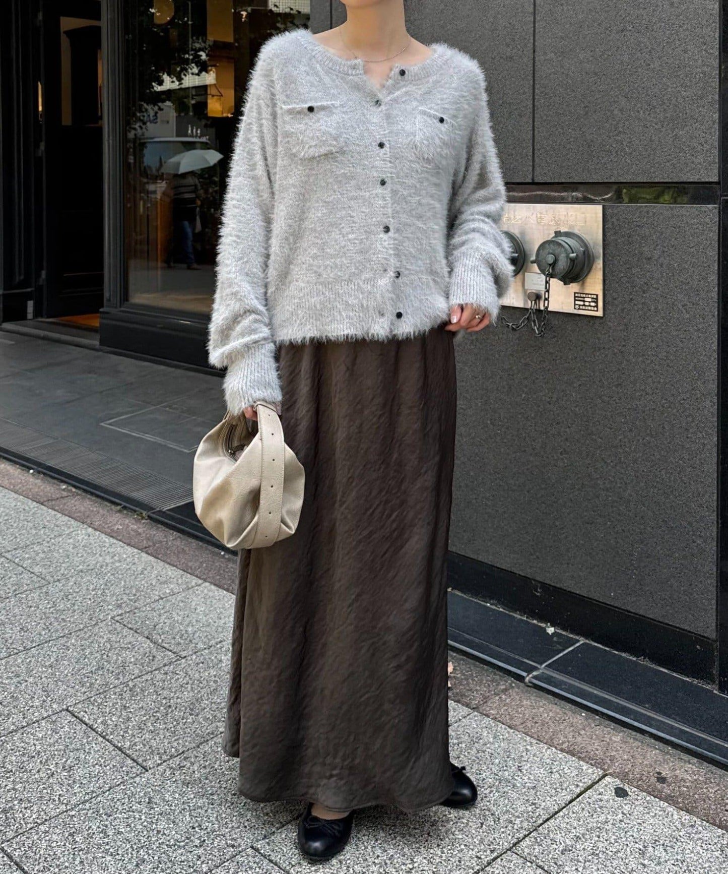 迷你口袋混紡羽絨開衫