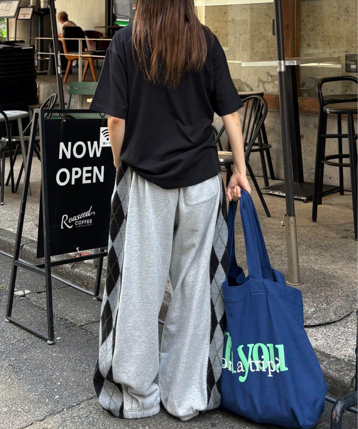 【男女通用】菱格紋針織運動褲