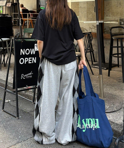 【男女通用】菱格紋針織運動褲