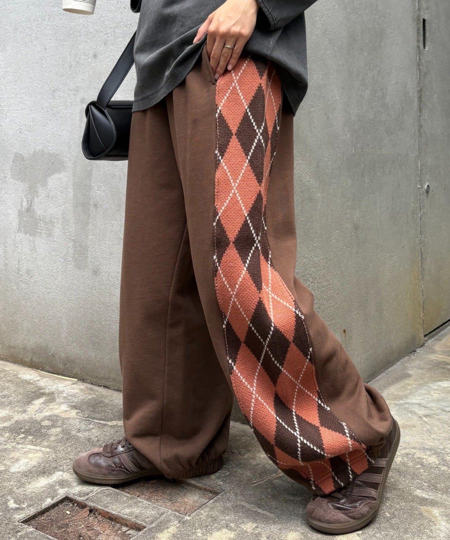 【男女通用】菱格紋針織運動褲