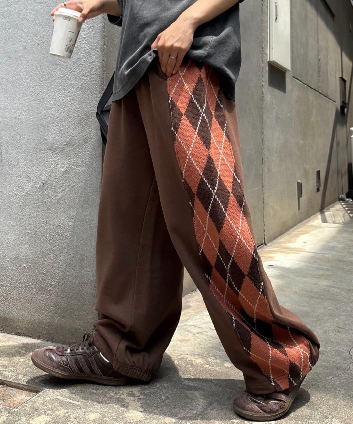 【男女通用】菱格紋針織運動褲