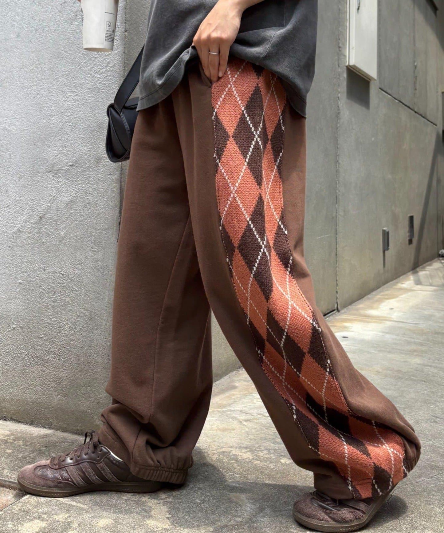 【男女通用】菱格紋針織運動褲