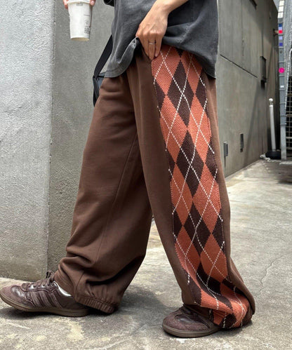 【男女通用】菱格紋針織運動褲