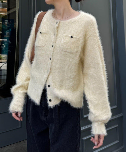 迷你口袋混紡羽絨開衫