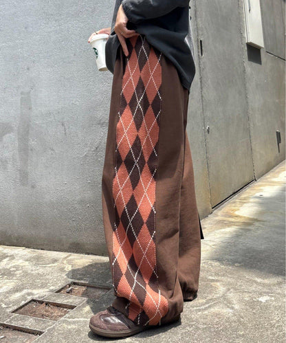 【男女通用】菱格紋針織運動褲