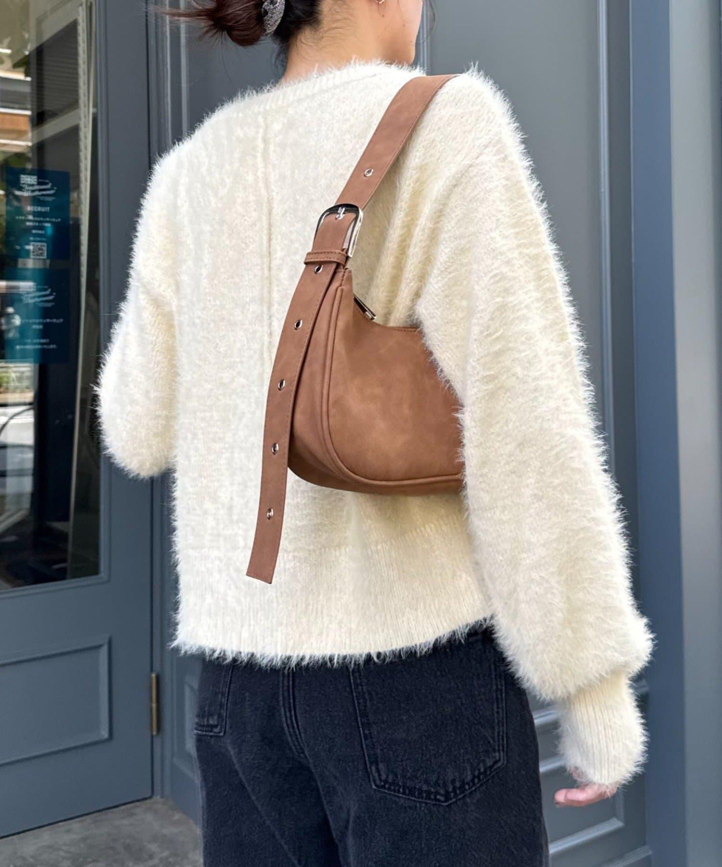 迷你口袋混紡羽絨開衫