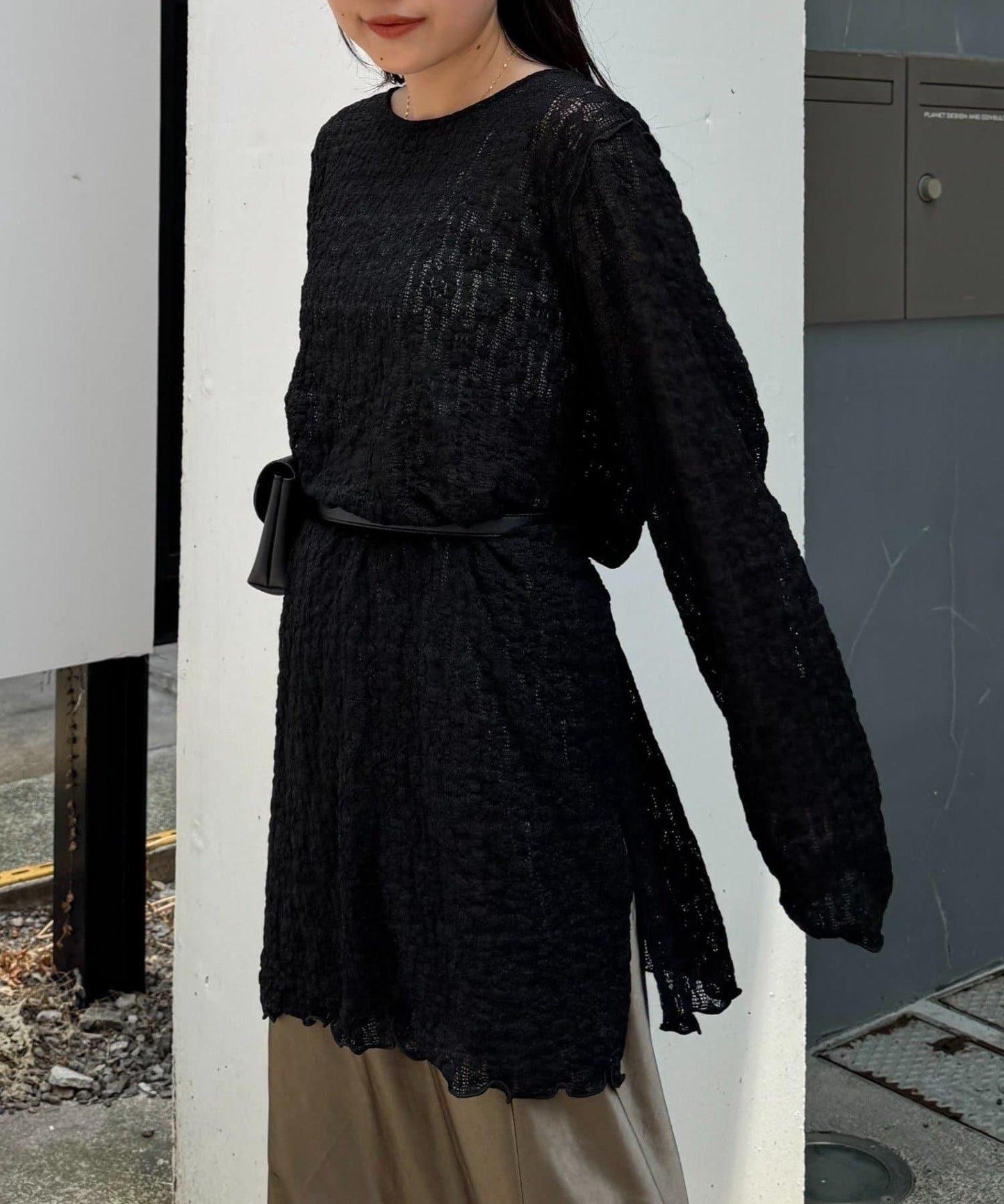 透視蕾絲連衣裙