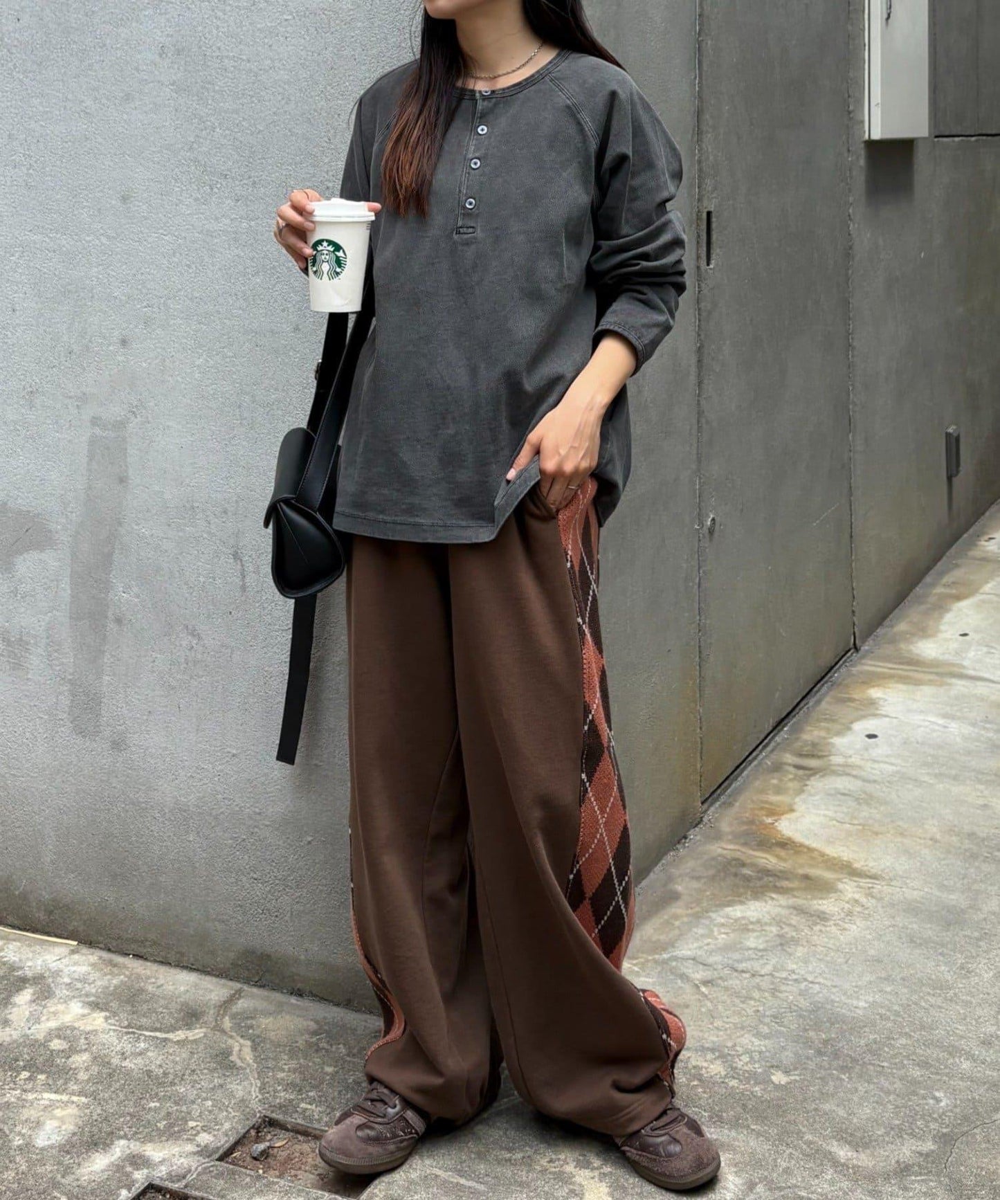 【男女通用】菱格紋針織運動褲