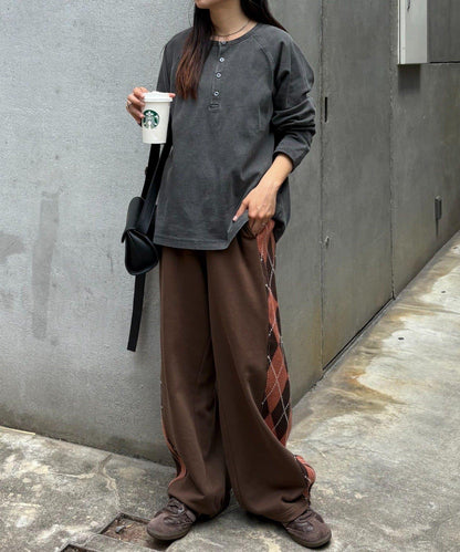 【男女通用】菱格紋針織運動褲