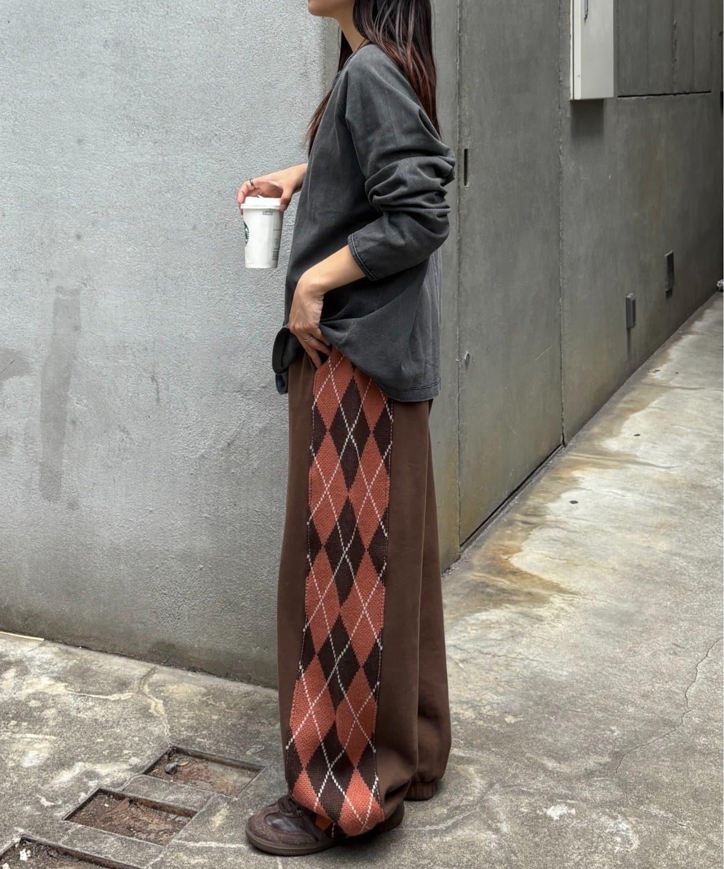 【男女通用】菱格紋針織運動褲