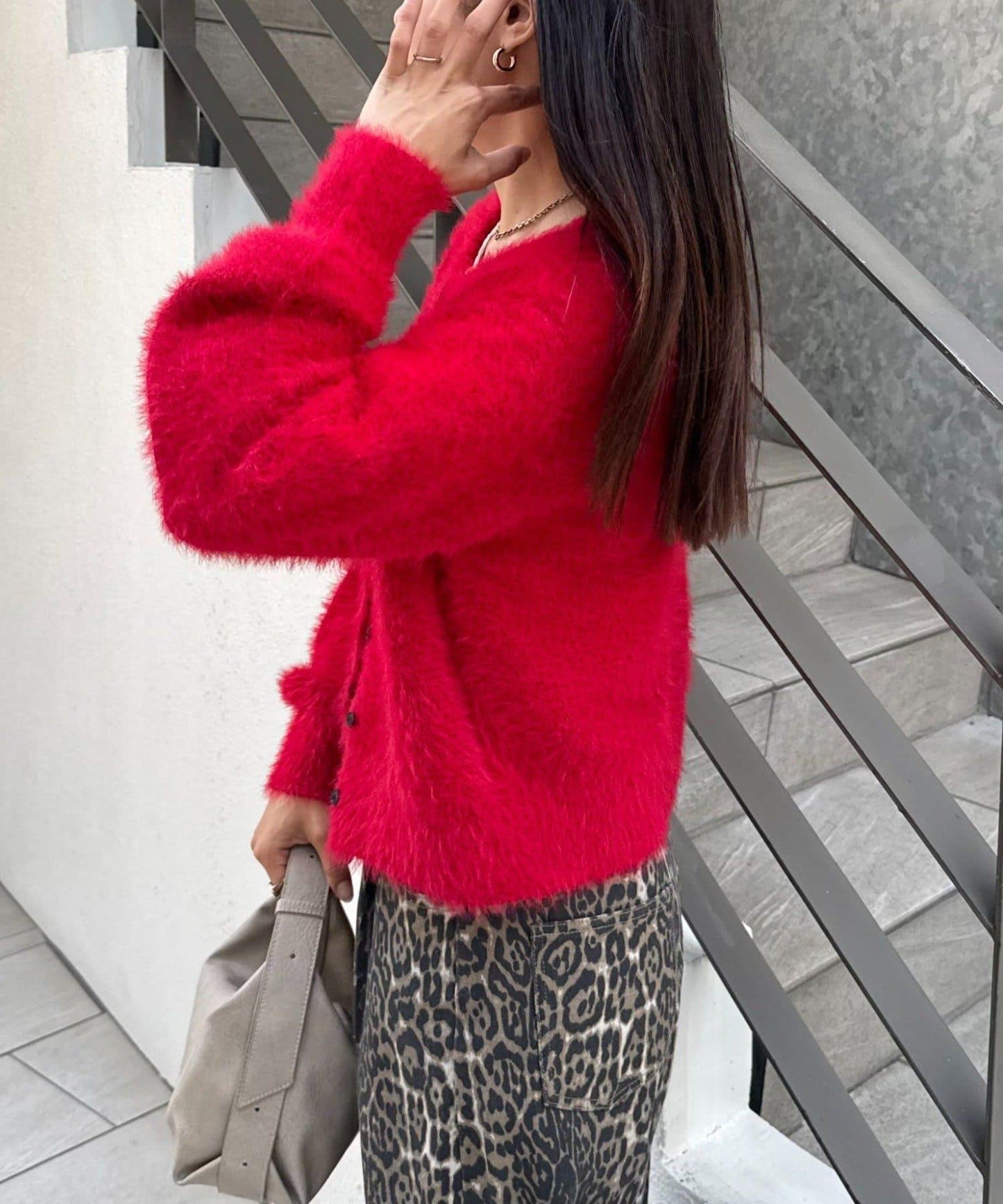 迷你口袋混紡羽絨開衫