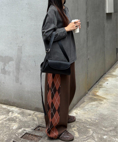 【男女通用】菱格紋針織運動褲