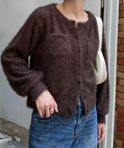 迷你口袋混紡羽絨開衫