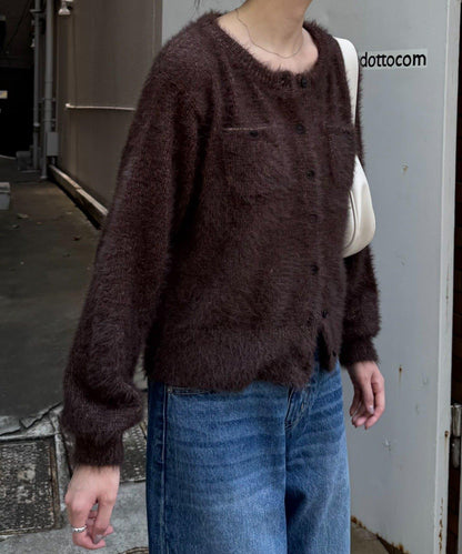 迷你口袋混紡羽絨開衫