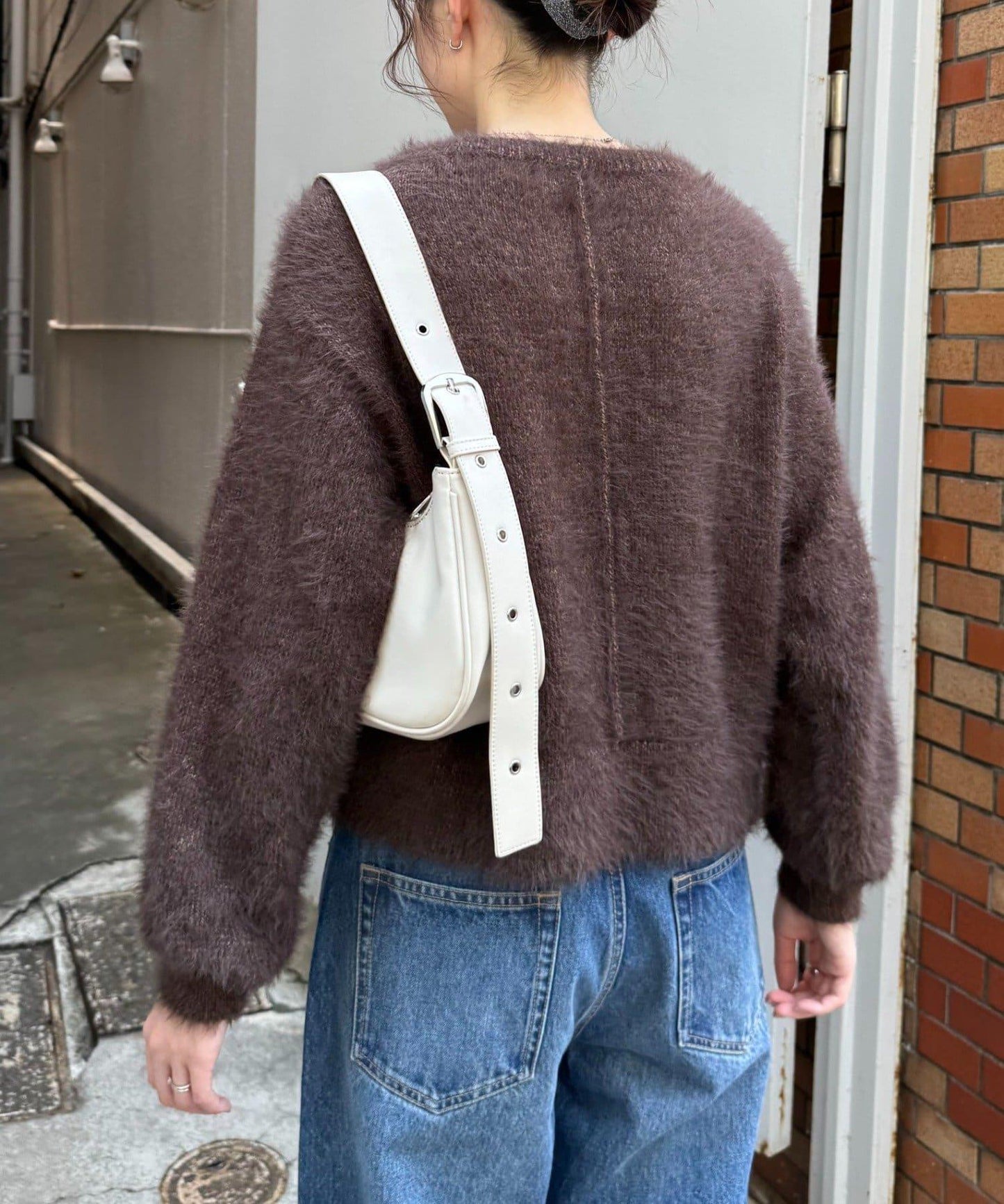 迷你口袋混紡羽絨開衫