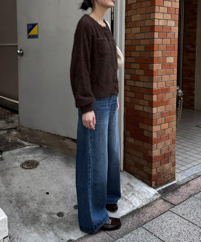 迷你口袋混紡羽絨開衫