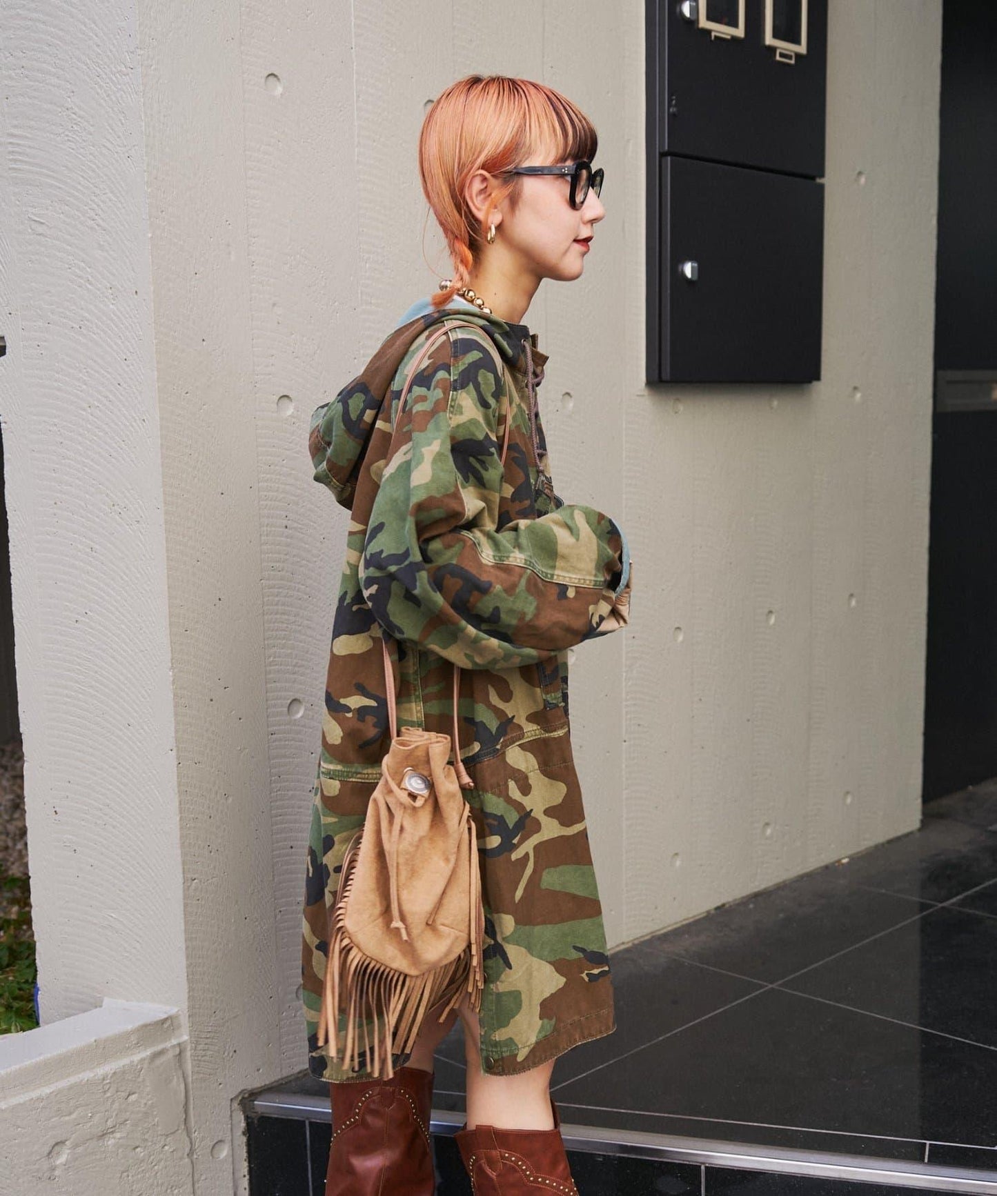 etsinta 軍事風防風連衣裙