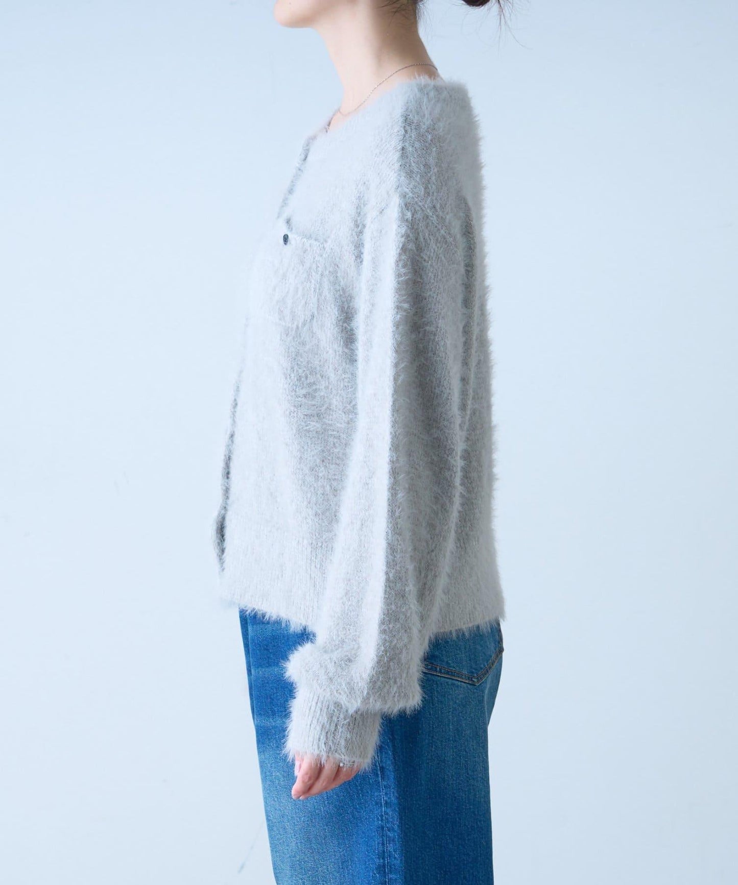 迷你口袋混紡羽絨開衫