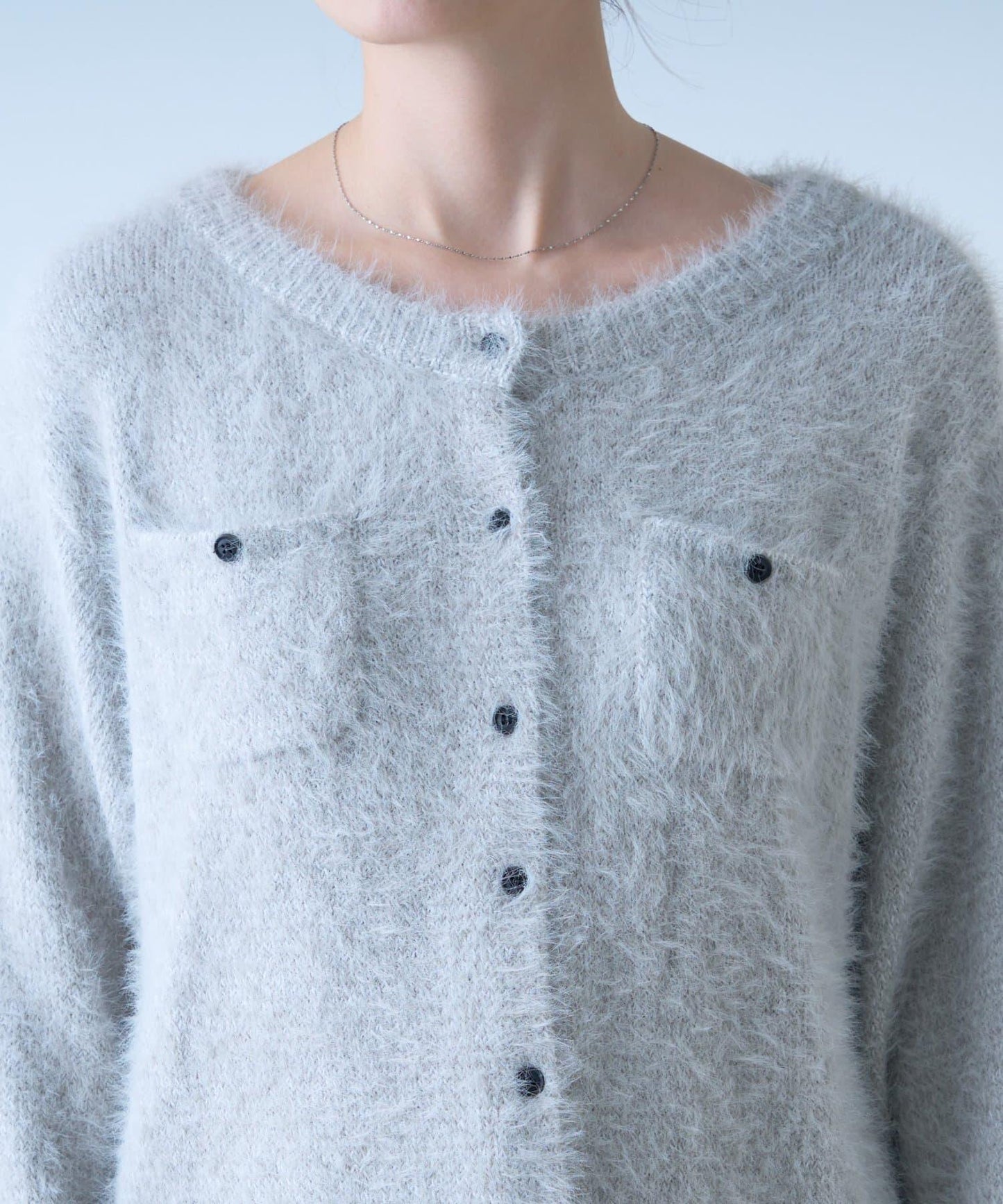 迷你口袋混紡羽絨開衫