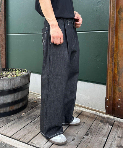 【CIAN DENIM/藍色牛仔】寬腿喇叭褲