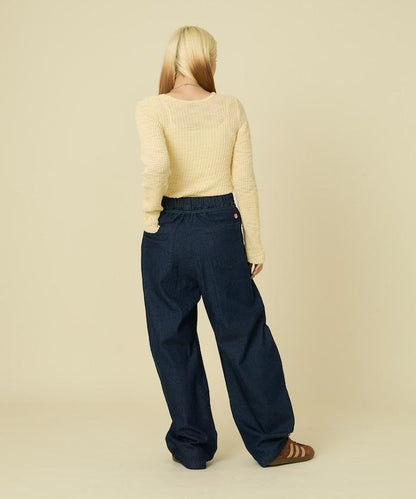 粗斜紋羅紋芭蕾領針織衫