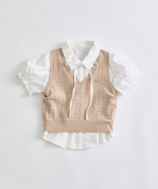 襯衫×針織馬甲套裝