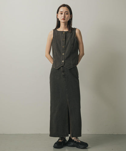 不對稱腰帶牛仔半身裙