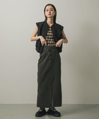 不對稱腰帶牛仔半身裙