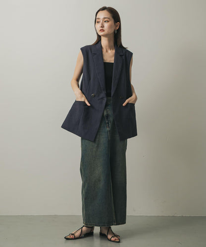 不對稱腰帶牛仔半身裙