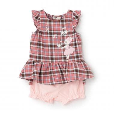 mimi醬格子圖案上衣和燈籠褲套裝