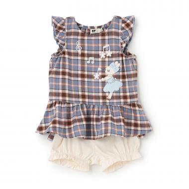 mimi醬格子圖案上衣和燈籠褲套裝