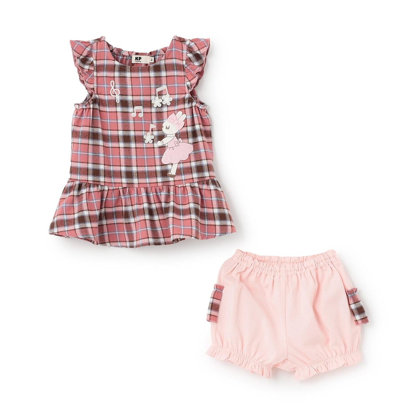 mimi醬格子圖案上衣和燈籠褲套裝