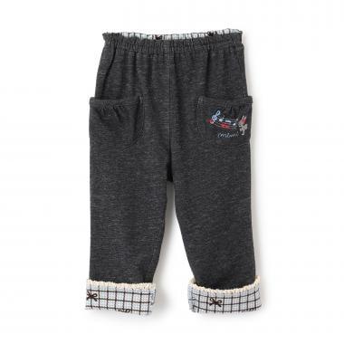 褲腳翻邊牛仔風針織斜紋長褲