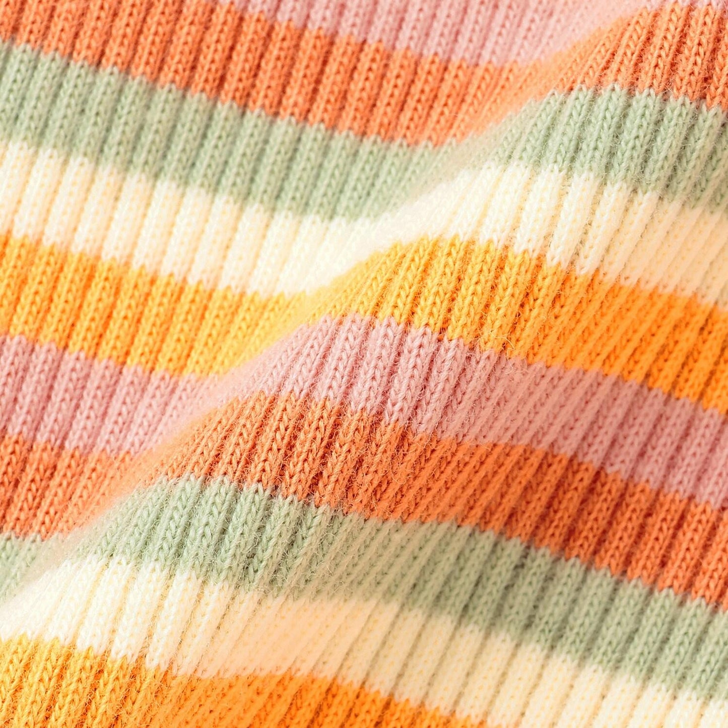 多色條紋羅紋打底褲【10分長度】