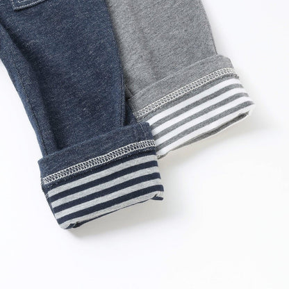 牛仔風針織斜紋長褲