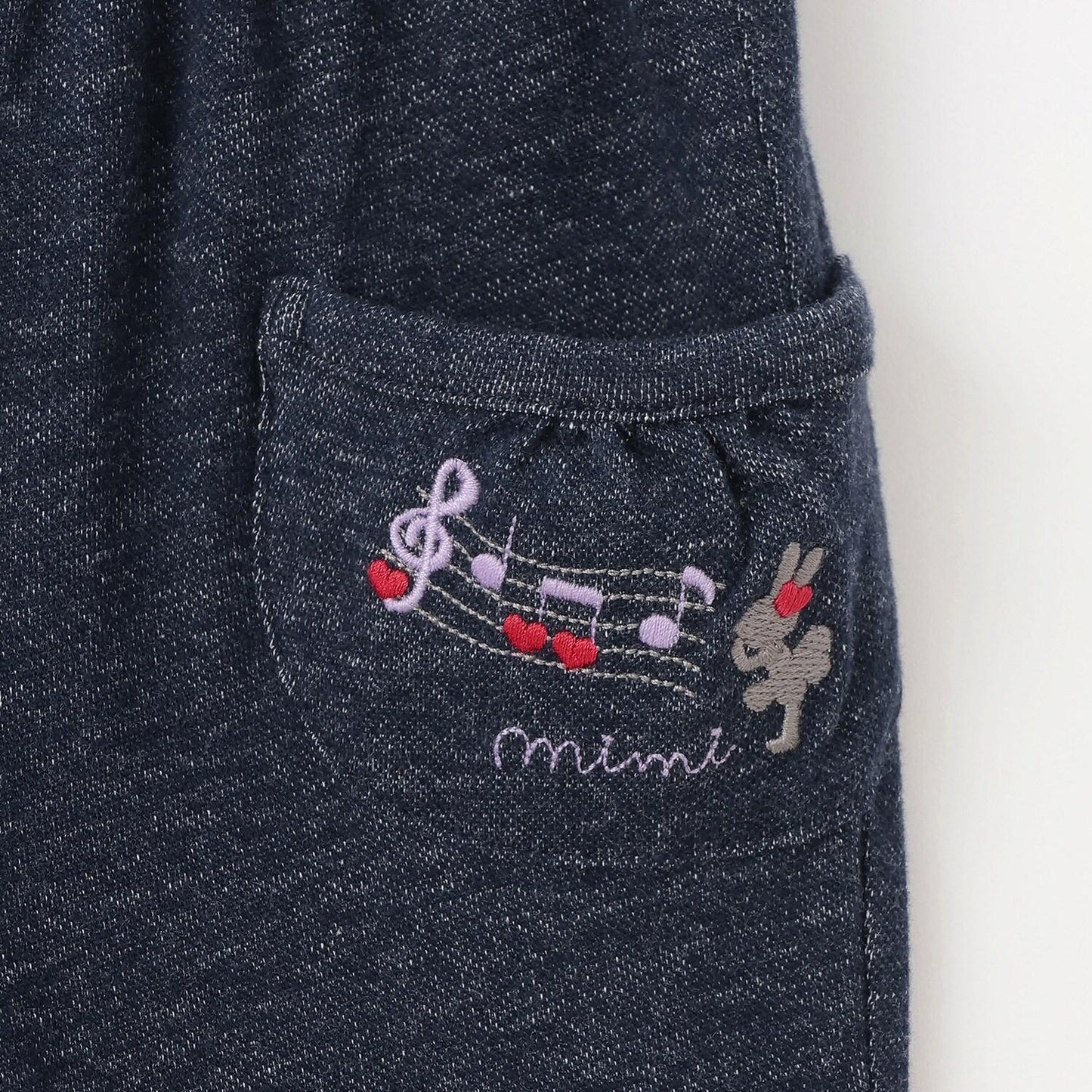 褲腳翻邊牛仔風針織斜紋長褲