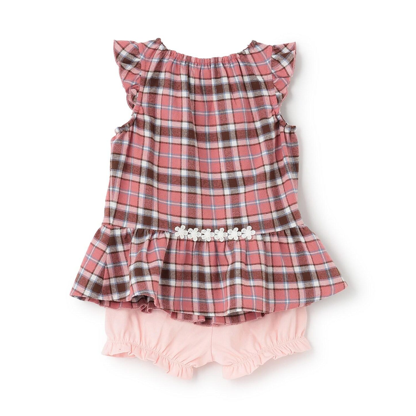 mimi醬格子圖案上衣和燈籠褲套裝