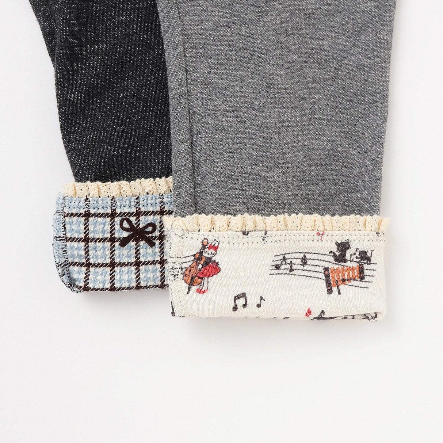 褲腳翻邊牛仔風針織斜紋長褲