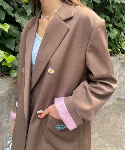 【HELLO.SANFRANCISCO/你好，舊金山】名字刺繡雛菊扣大號夾克