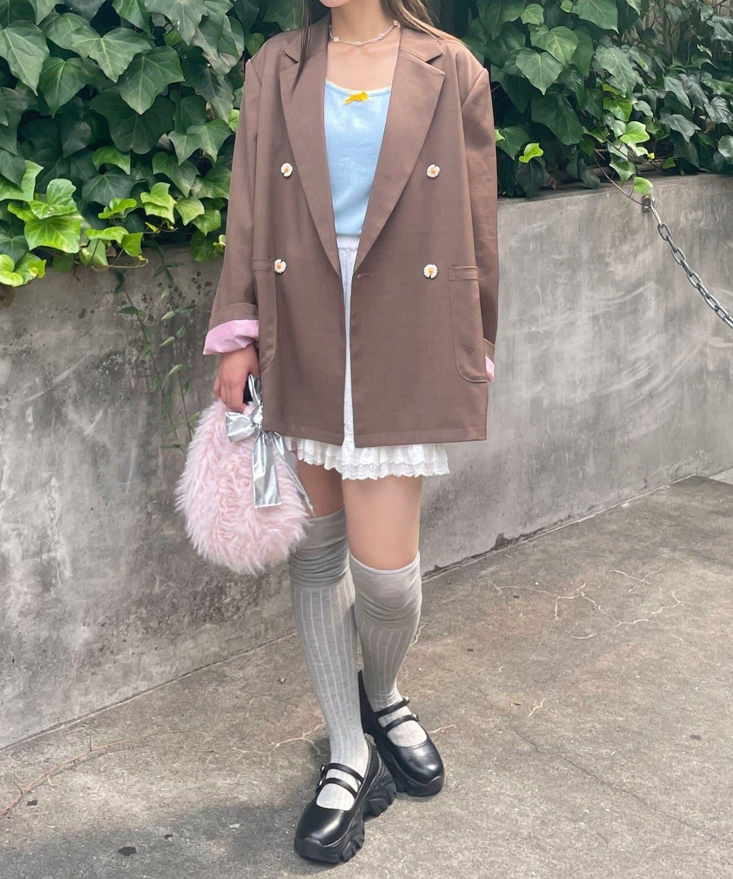 【HELLO.SANFRANCISCO/你好，舊金山】名字刺繡雛菊扣大號夾克