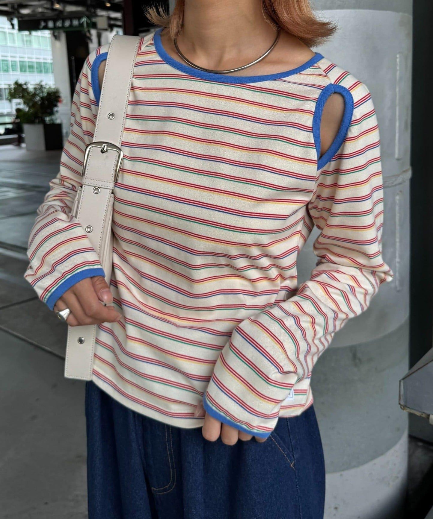 H.S剪裁露肩多功能T恤