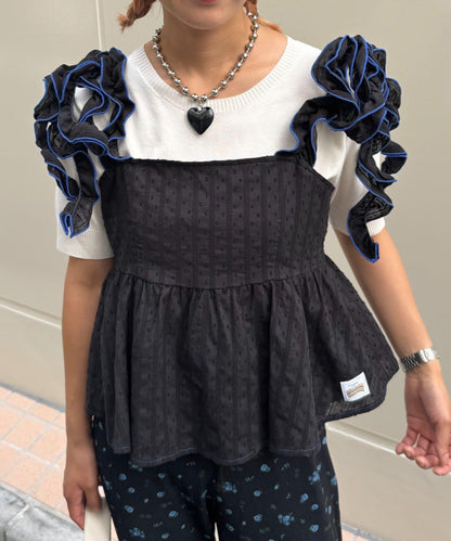 H.S豆點荷葉邊吊帶背心