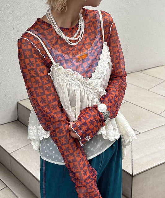 【HELLO.SANFRANCISCO/哈羅舊金山】方塊花藝上衣