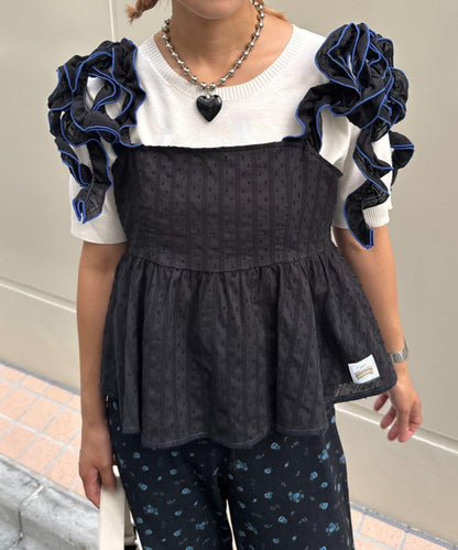 H.S豆點荷葉邊吊帶背心