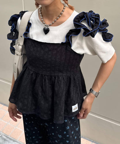 H.S豆點荷葉邊吊帶背心